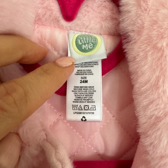 Little me! Pink cozy coat 24m 2T - Picture 4 of 6